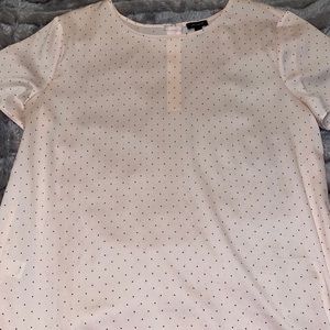 Ann Taylor Pale Pink & Dark Brown Polka Dot Blouse